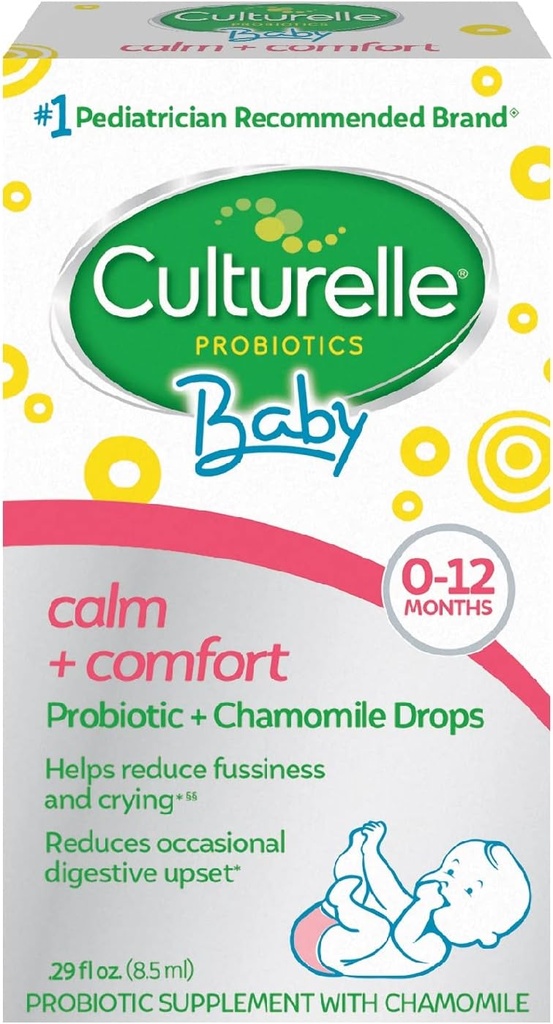 Культурле Baby Calm + Comfort Probiotics + Chamomile Drops Допомагає Знижувати непристойний дайвінг, 0.29 fl. oz. Кошик