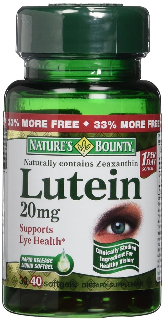自然的丰盛自然的丰盛Lutein 20mg,40 Softgels 40 Count (Pack of 4) (英语).