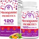 Suplementos de menopausa para mulleres, 120 Billion CFU menopausa probióticos para mulleres, Probiótico todo natural para hot flashes menopause, suor de noite, ás de humor, Gut e hormonas - 60 cápsulas de herbas