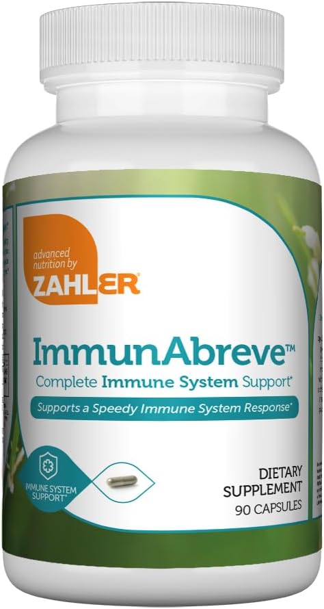 Zahler ImmunAbreve, Výkonná podpora imunitného systému, obsahuje vitamín C kyselina pantoténová Echinacea a ďalšie, Certified Kosher (90 kapsúl)