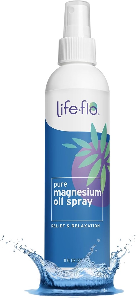 Life-Flo Puro de magnesio aceite para pés e corpo - 100% Puro Spray de magnesio do antigo leito de Zechstein - Spray de aceite de magnesio para pés, relaxarse e rejuvenecendo músculos e articulacións - 8 oz