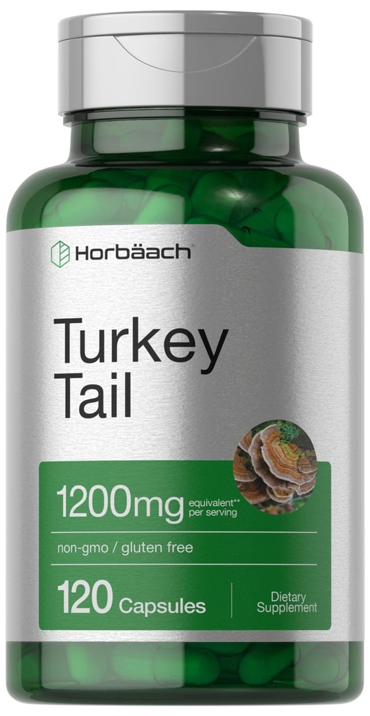 Horbäach Turkey Tail Mushroom Capsules | 120 Count | Non-GMO and Gluten Free Extract