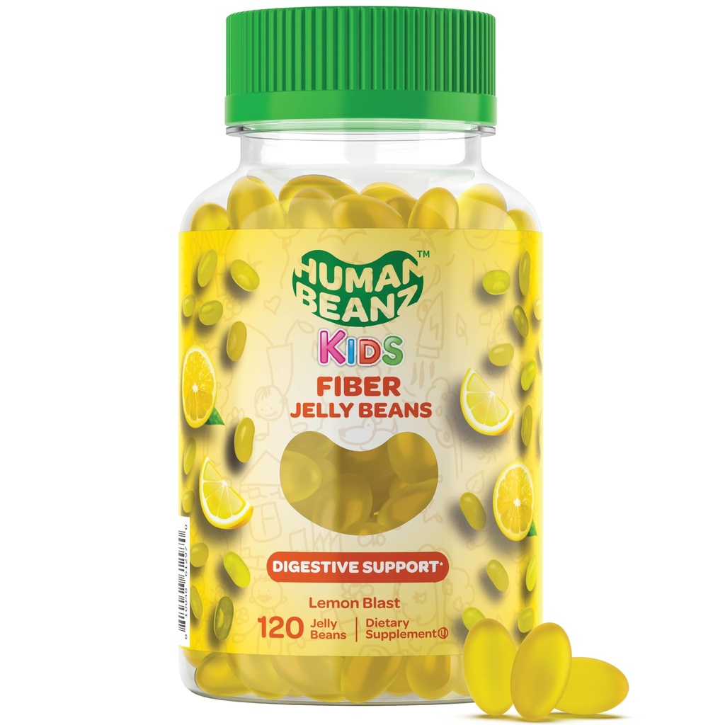 Human Beanz Fiber Jelly Bean Gummies for Kids, Fiber Supplements for Digestive Health, Vegetarian Fiber Gummy 120 Jellybeans
