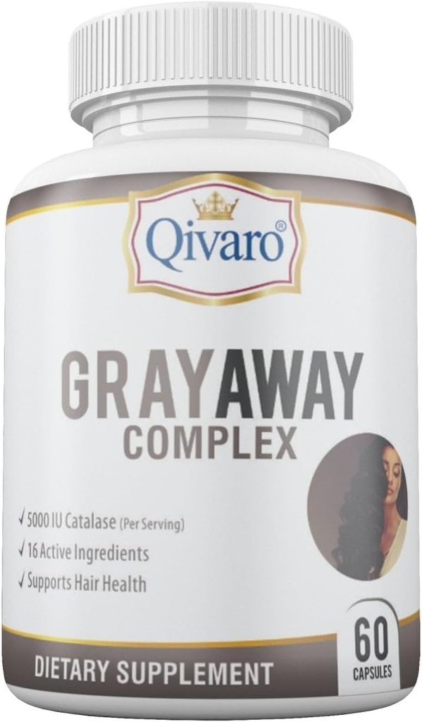 Complexe Gray Away - Supplément Unisexe avancé pour la restauration naturelle de la couleur des cheveux - Inverser la grisaille pour les hommes et les femmes - 60 Capsules