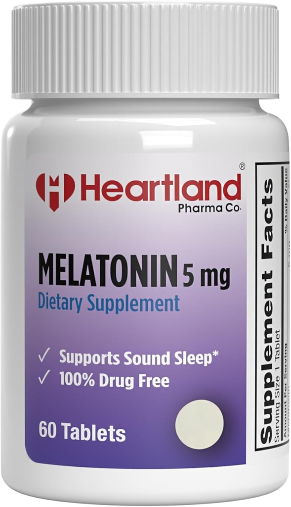 Melatoniin 5mg | Uneabipillid | Natural Sleep Support | 100% Drug Free Sleep Aid Supplement | Non-Habit Forming | USA Valmistatud | 60 Count