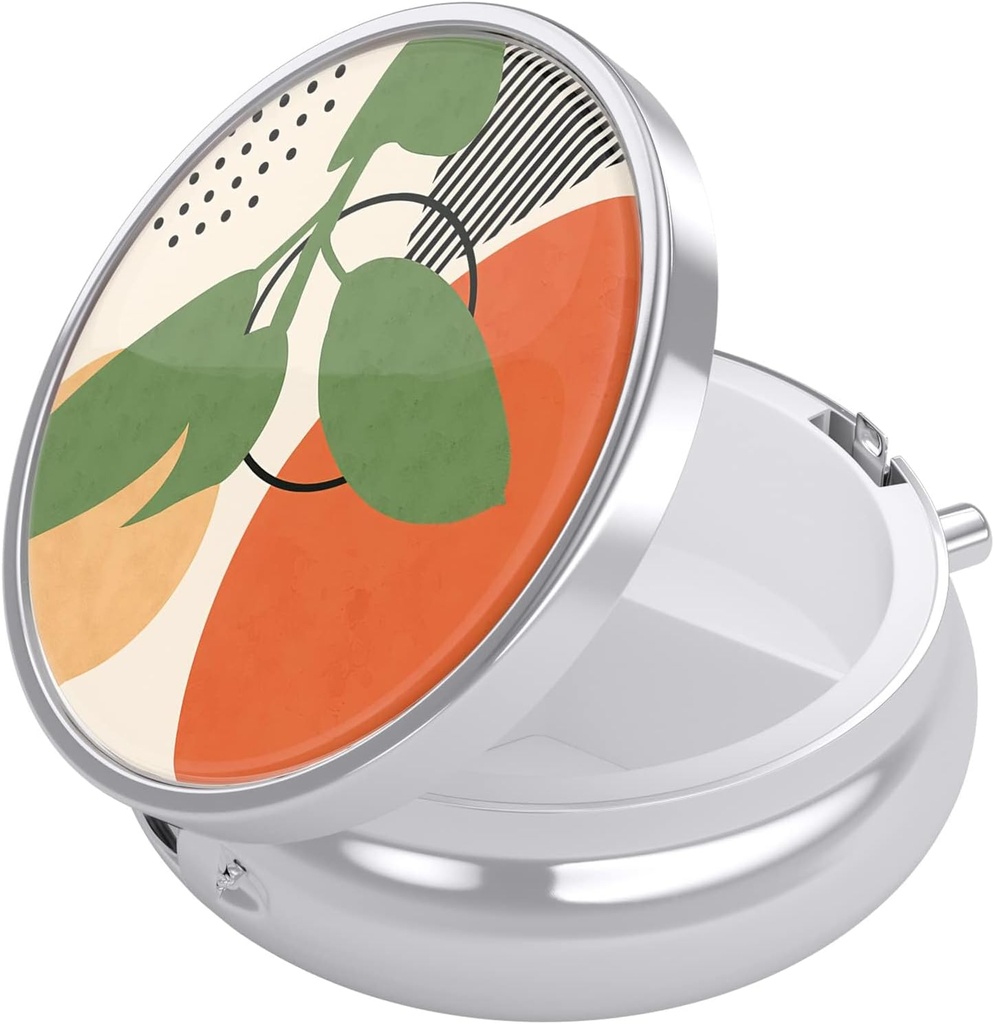 Nipichsha Pill Box, malé pilulky Prípad pre Purse & Pocket, roztomilé cestovné lieky Organizátor, Prenosná medicína Kontajner držiak držať vitamíny, lieky, Rybí olej a doplnok, Tropické rastliny