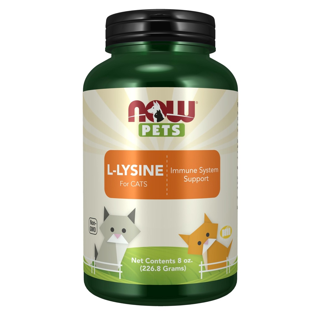 NOW Pet Health, L-Lysine Supplement, Powder, Formulated for Cats, NASC Certified, 8-Ounce