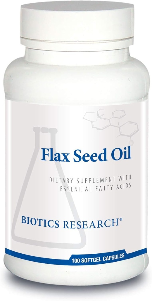 Biotics Research Flax Seed Oil Cada capa contén 1.000 de aceite de semente Flax puro. Cold Pressed a partir de certificado orgánico Flax Seed. Heart Health. 100 Softgels
