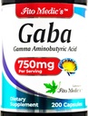 FITO MEDIC'S Lab- GABA, 750 mg per Serving, 200 capsule, GABA Suplimente, Ultra mare Absorbţie - aminoacizi - GABA pulbere - acid butiric s.