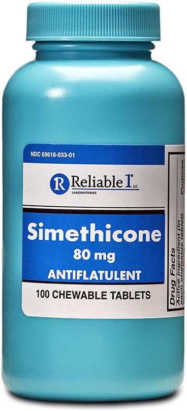 Надежден 1 Simethicone 80mg Анти- Gas 100 Мента таблетки (1 бутилка)