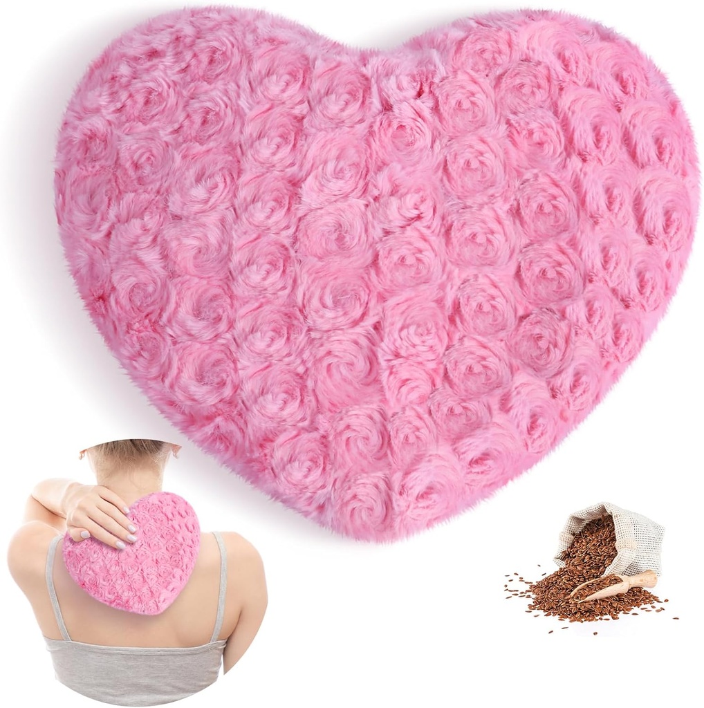 Atsuwell Microwave va fer el moll, Multisumi Warm Moist Heat Pillow, Fuffy Microwavable Heat Paad for Cramps, parsecs, Neck Moist Heat  Comprimeix per a la pressió del Musucle i la relaxació, Rosa