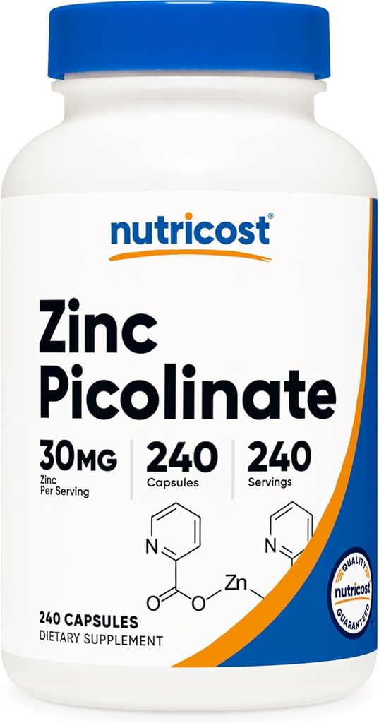 Nutricost Zinkpicolinat 30mg, 240 kapsler - Gluten fri og ikke-GMO