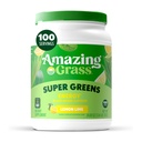 Amazing Grass Super Greens Powder Energy, Organic Greens Blend Smoothie Supplement, Plant Based Caffeine, Yerba Mate, Green Tea Leaf, Lemon Lime, 100 Servings, 24.7 Ounce (Packaging May Vary)