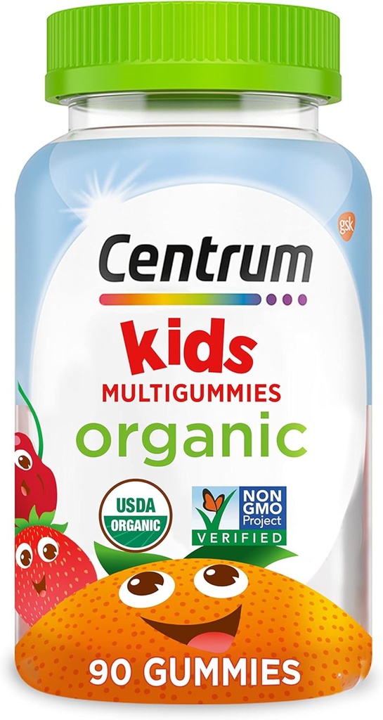 Sentrum Kids 'Multigummies Organik, Anak Multivitamin, Organik Multivitamin untuk Anak-anak dengan Nutrisi Esculity untuk Dukungan Imune, Fungsi Otot, dan Kesehatan Otak - 90 Cacah