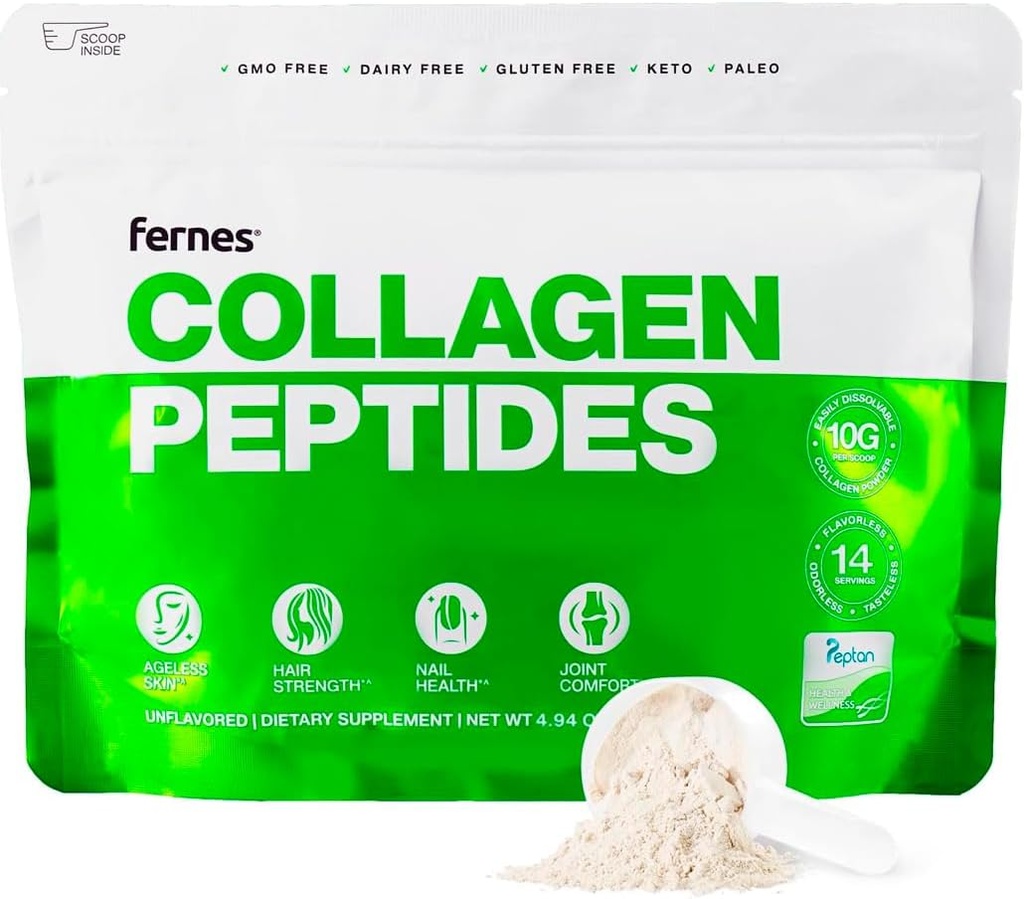 Qadınlar və Kişilər üçün Hidrolyzed Collagen Peptides əlavə - Birləşmiş, Saç, Cilt və Nails Support - Çim Fed Tip I & III - Keto, Paleo - 14 Xidmət, 4.9 oz, Unflavored Toz