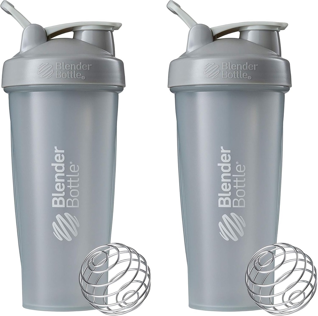 BlenderBottle Classic Shaker Bottle Protein Shakes and Pre Workout, 28-Ounce (2 Pack), Pebble Grey (英语:Peble Grey) 最佳蛋白质摇摆和预演的瓶装