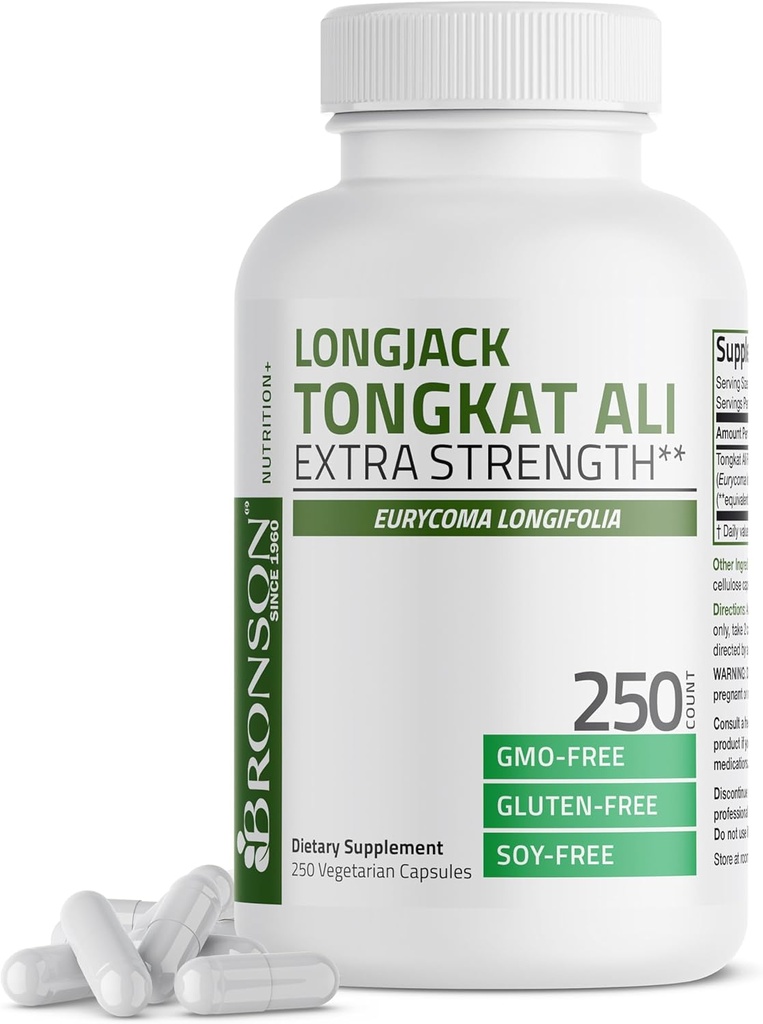 Bronson Longjack Tongkat Ali Extra Putere, 250 Capsule vegetariene