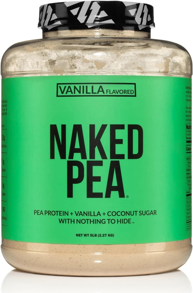 NAKED Pea - Vanilla Pea Protein - Pea Protein Isolate från North American Farms - 5lb Bulk, Plant Based, Vegetarian & Vegan Protein. Lätt att gräva, icke-GMO, glutenfri, laktosfri, sojafri