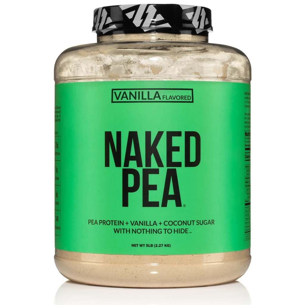 Naked Pea - Vanilla Pea Protein Isolate from North American Farms - 5lb Bulk, NSF Certified, Plant Based, Vegetarian & Vegan Protein Power, Easy to Digest, Non-GMO, Gluten Free, Lactose Free, Soy Free