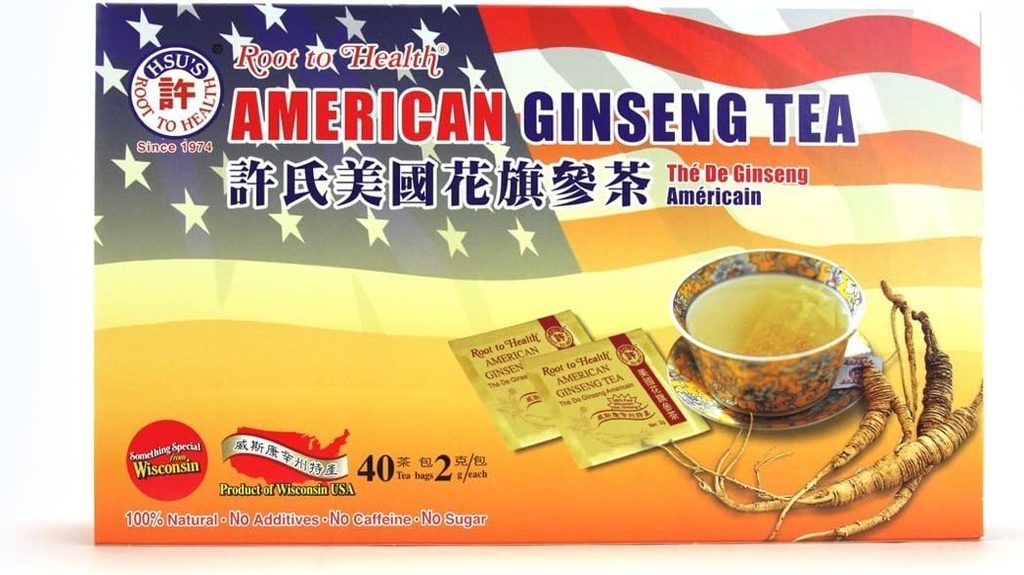 Hsu 's SKU 1038 American Ginseng Tea Bags 40 ct Box Box