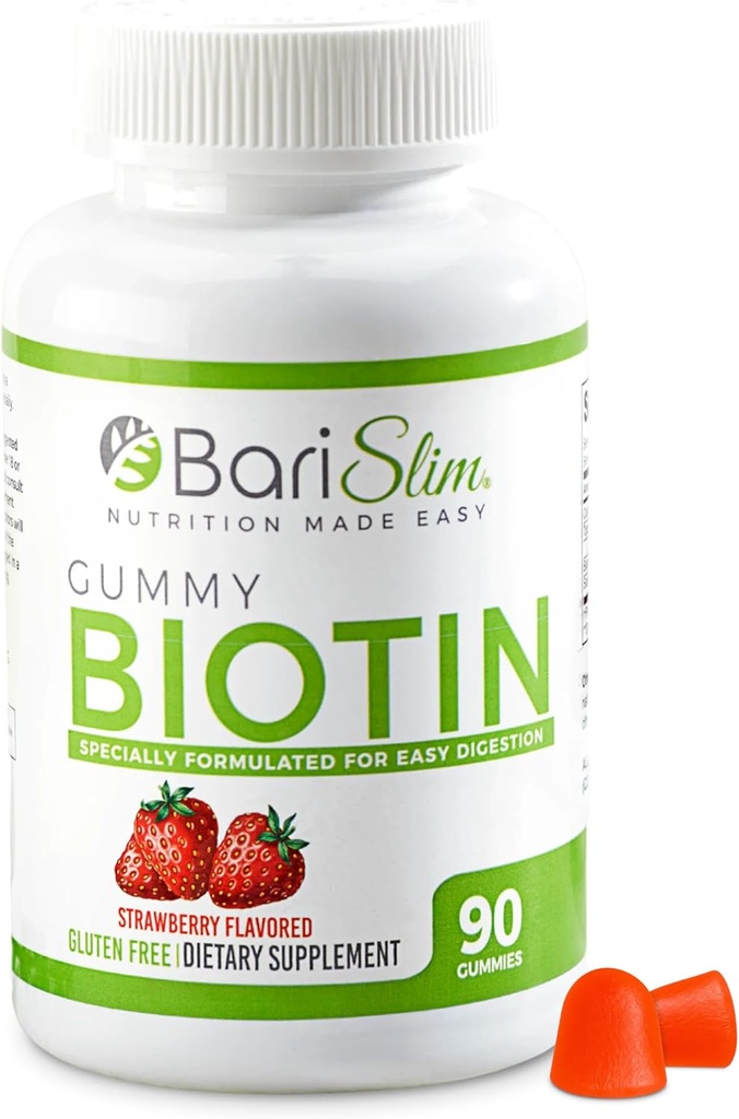 BariSlim Bariatric Vitamine Biotin Gommies - Vitamine Gommy spécialement formulée pour les patients après une chirurgie de perte de poids - Facile à digérer et grands saveurs de fruits de dégustation