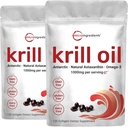 2 Pack Antarctic Krill Oil supplement, 1000mg Per Serving, 120 Soft-Gels each, Rich in Omega-3s, EPA, DHA ' Astaxanthin, Supports Brain Health, Premium Krill Oil Capsules Liquid Softgels