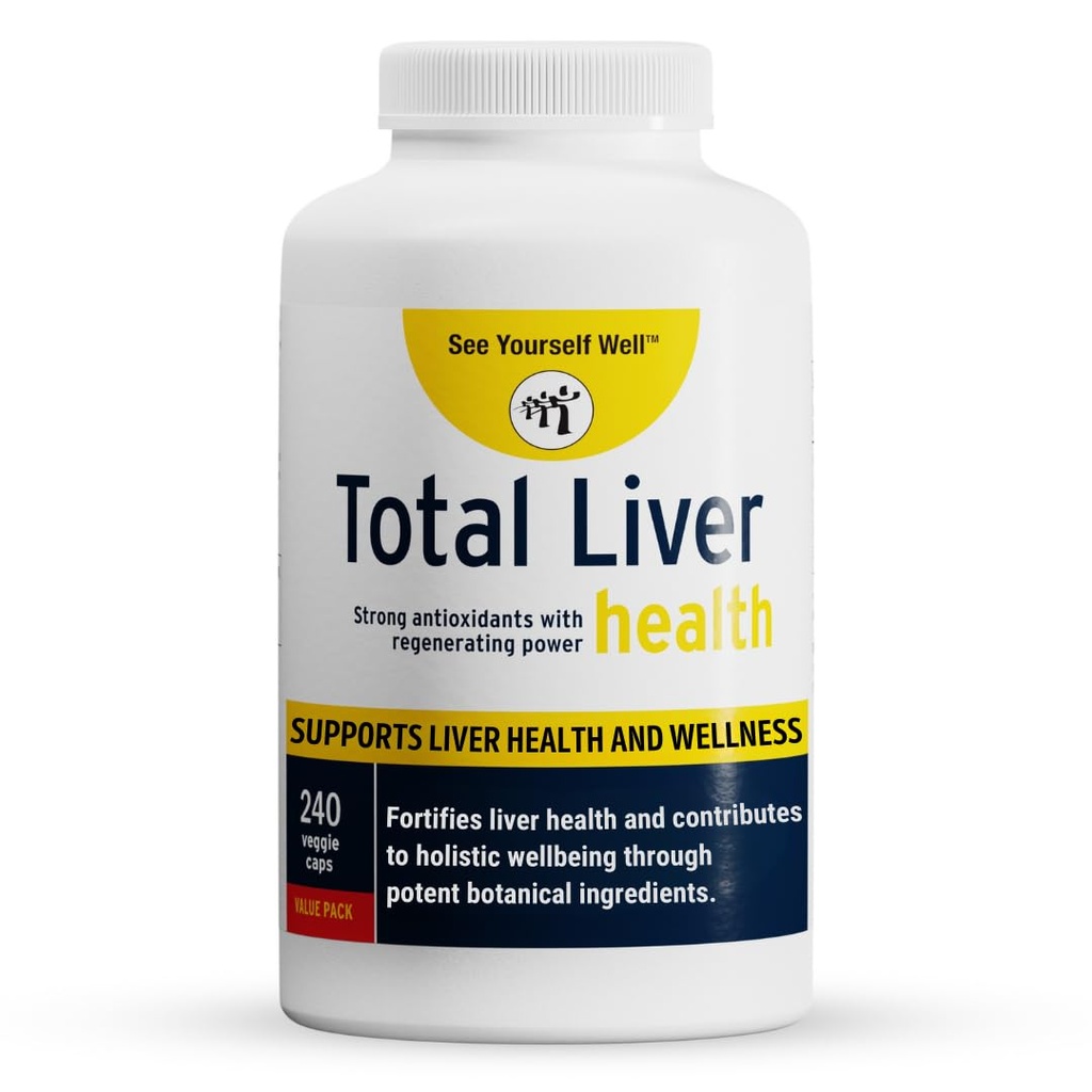 See Yourself Well Total Liver Health Supplement with Milk Thistle, Dandelion Root, Yarrow, Burdock Root, and Artichoke – 240 Vegan Capsules for Liver Function Support