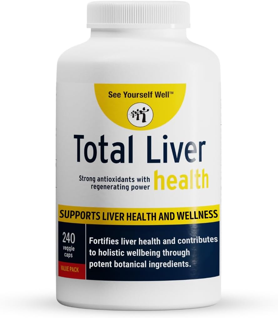 Vexa-se Ben Total Liver Health Supplement con Milk Thistle, Dandelion Root, Yarrow, Burdock Root e Artichoke - 240 cápsulas Vegan para soporte de función hepática