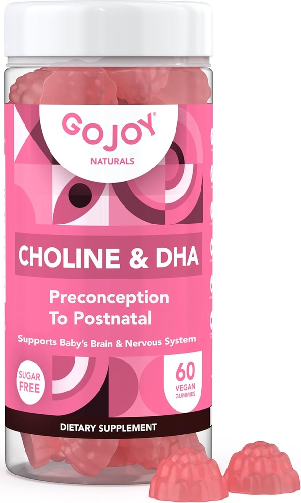 Pränatale Choline & DHA Gummie - Preconception to Postnatal Gummy Vitamin Supplement für schwangere Frauen - Gesüßt mit Mönchsfrucht - 3. Partei Getestet - Non GMO, Glutenfrei, Vegan