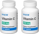 MAJOR Vitamine-C 250 mg Ascorbinezuur tabletten, 100 CT - verpakking van 2