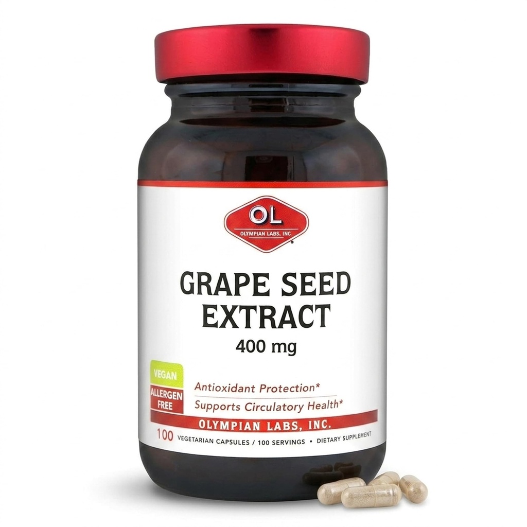Olympian Labs Grape Seed Extract 400mg Vegan Capsules | Supports Heart & Immune Health, Antioxidant - 100 Count