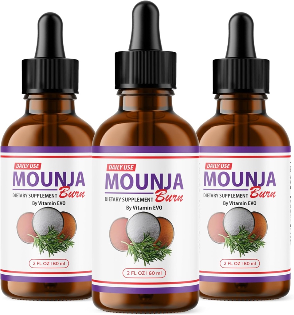 (3 Pack) Gocce di combustione Mounja - Formula ufficiale - Gocce di supplemento dietetico Mounja, Gocce di liquido Mounja Massima resistenza nel complesso Supporto benessere Formula MoujaBurn Mounja Burn Advanced (3 bottiglie)