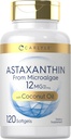 Carlyle Astaxanthin 12mg | 120 Softgels | Suplemento de Microalgae | con aceite de coco | Non-GMO & Gluten Free