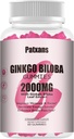 1 balení 2000mg Ginkgo Biloba Gummies - Ginkgo Biloba doplňky pro podporu zdraví mozku, zlepšení nálady a soustředění, energie, dospělé, jahodové aroma, 60 Počet