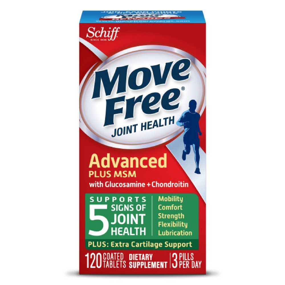 Move Free Advanced Plus MSM, 120 tablets - Joint Health Supplement with Glucosamine and Chondroitin (Pack of 4)
