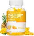 Gummies de glicinato de magnésio 1000mg - 90 Ct - Suplementos de potássio de magnésio para relaxamento, alívio do estresse, com vitamina D, B6, CoQ10 para calma humor e suporte ao sono - Mango Pineapple Gummies