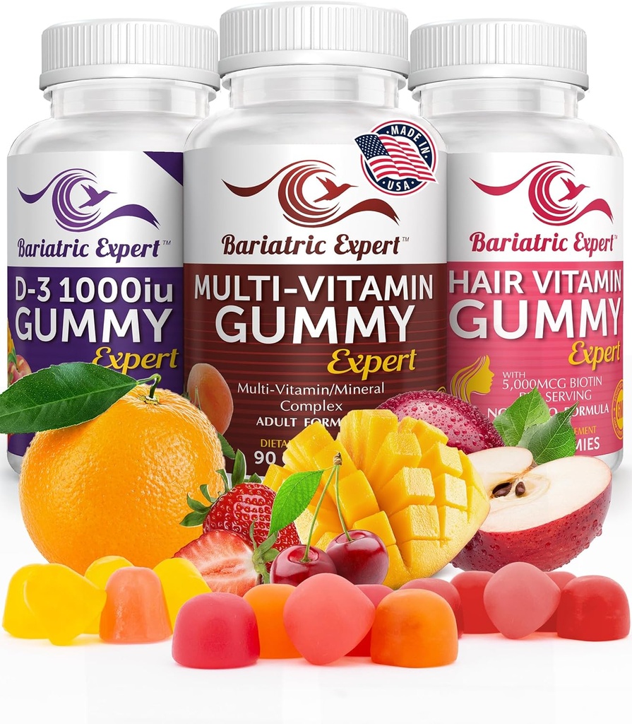 Bariatric Multivitamin 3 Pack, Multivitamin Gummy 90 Chews. - D3 Gummies 90 Chew - Haar Vitamin Gummy 60 Chews.