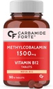 Üldine Carb-Amide Forte Vitamiin B12 Tabletid 1500mcg - Metüülkobalamiin B12 lisand meestele ja naistele - 90 Veg tabletid