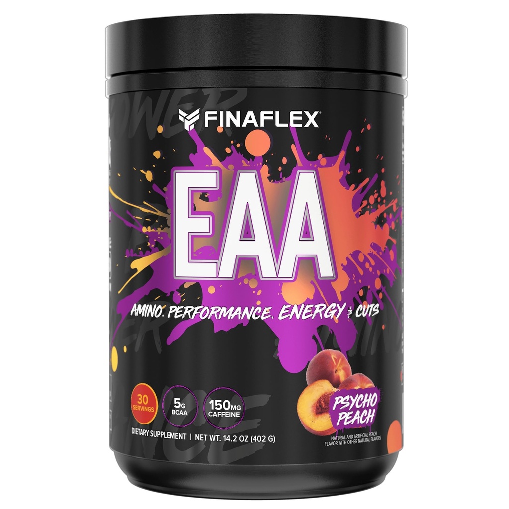 FINAFLEX EAA, Psycho Peach - 14.2 oz - Promotes Performance, Energy & Cuts - With BCAAs, L-Glutamine, L-Arginine, Acetyl-L-Carnitine & Caffeine - 30 Servings