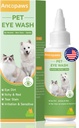 Капки за очи за кучета & Котки: Pet Oye Wash to Sooth Alleria & Riditation - Кучешки капки за облекчаване на сухи очи розови очи - Pet Tear Stain Cleaner - Подходящ за всички животни