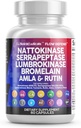 Neteja Nutraceuticals Nattokinasse 400 FU Serrapeptas 120000 SPU Lumbrokinas Enzyme suplementari amb el Papainya Enzymes Rutin Amla Magnesi Vitamina B6 i VIT C Capules