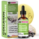 Liquid Collagen with Lions Mane for Women & Men - Collagen Peptides Drops for Hair, Skin, Nails, Joint & Focus - Lions Mane Mushroom Supplement for Brain Health - 100,000mcg, 2 Oz