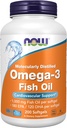 NOW Maisto papildai, Omega-3 180 EPA / 120 DHA, Molekulinis distiliatas, širdies ir kraujagyslių parama *, 200 Softgels