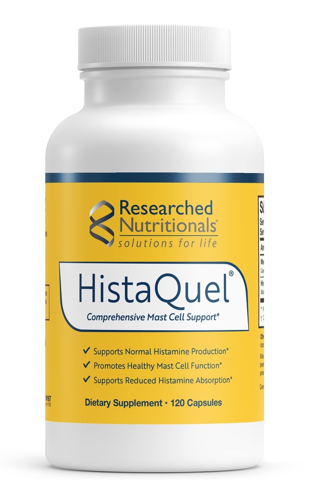 Researched Nutritionals HistaQuel - Dual-Action Histamine & Mast Cell Support Formula - Clinically Researched Flavonoid & Herbal Formula with Stinging Nettle & Black Cumin Seed Oil, 120 Capsules
