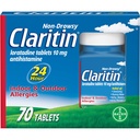 Claritin 24 Hour Allergy Medicine, Non-Drowsy Prescription Strength Allergy Relief, Loratadine Antihistamine Tablets, 70 Count