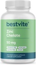 BESTVITE Zinc Chelate 50mg (240 Vegetarian Capsules) - No Stearates - No Dicalcium Phosphate - Vegan - Non GMO - Gluten Free