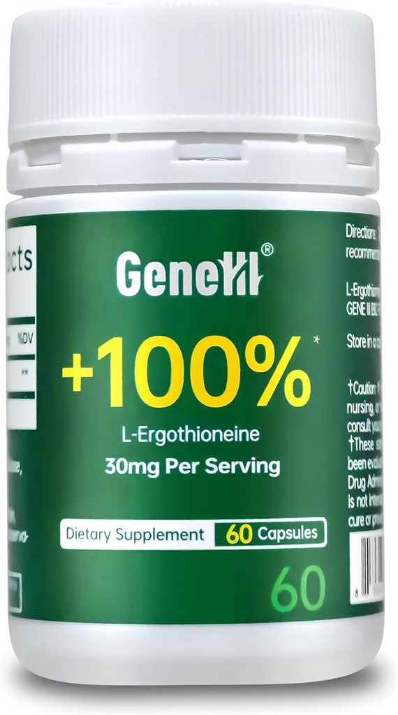 L-Ergothioneine Supplement 30mg - Fermentation-Based 99.99% Purity Antioxidant - Clinically Studied to Support Longevity, Restful Sleep & Healthy Aging - Vegan & Non-GMO - 60 Capsules