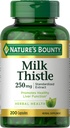 Nature's Bounty Milk Thistle Capsules, traditionell für Lebergesundheit, Kräuterergänzung, 250 mg pro Servierung, 200 Count