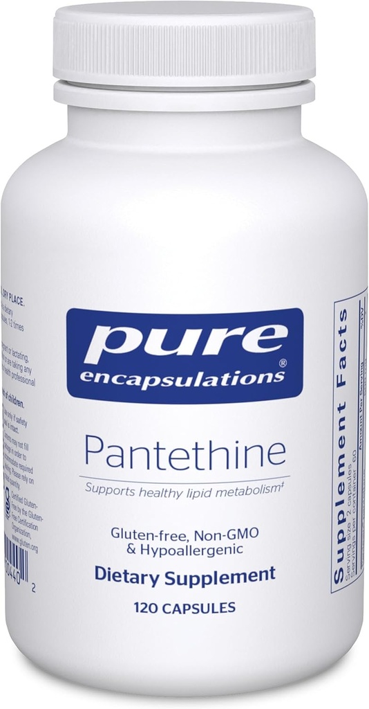 Pure Encapsulations Pantethine | Hypoallergenic Supplement Supports Healthy Lipid Metabolism and Cardiovascular Function | 120 Capsules